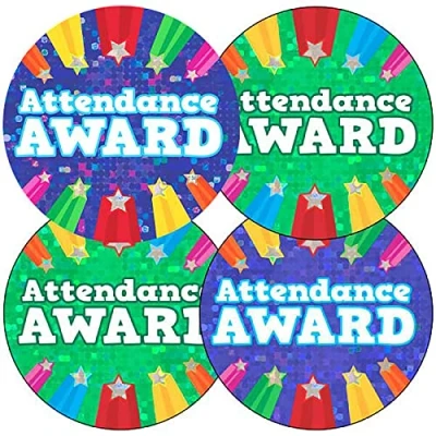 Image of 280 Holographic Sparkly Attendance Award Motivational Childrens Pupils School Teachers Praise Reward Stickers Value Pack 37mm Primary Teaching Services