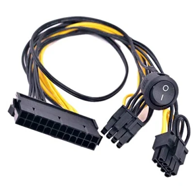 Image of Gintai Power supply Cable with On Off Switch Replacement for ATX 24 Pin to 2 Port PCIe 6+2 8 6Pin