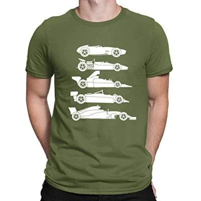 Image of Evolution of The Formula F Car 1 One Mens T Shirt Khaki (L)