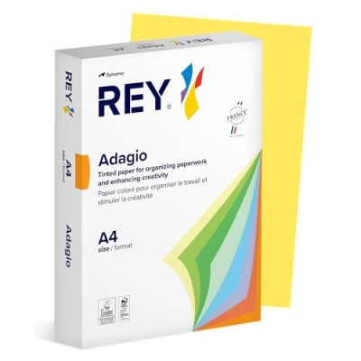 Image of Rey Adagio A3 80gsm Canary Yellow Paper 1 Ream (500 Sheets)