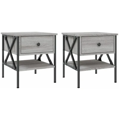 Image of vidaXL Bedside Tables 2 pcs Grey Sonoma 40x42x45 cm Engineered Wood