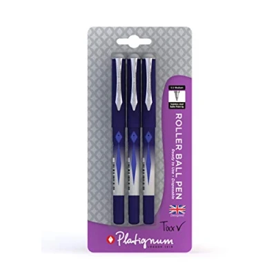 Image of Platignum Tixx Blue Gel Ink Roller Ball Pen [Pack of 3] 1500 m Writing Length [Ref: 50503]