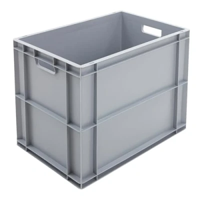 Image of BiGDUG Euro Stacking Boxes Heavy Duty Containers Storage Box Stackable Warehouse Crates (x4 Grey 450h x 400w 600d mm)