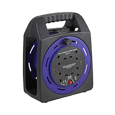 Image of 4 Gang Empty Cable Handbag Reel, Easy Carry Storage Stand Tidy, for up to 15m Lead