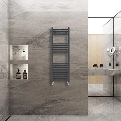 Image of Warmehaus Straight Heated Towel Rail Radiator Ladder Anthracite Grey 1200x400mm Central Heating Radiators for Bathroom Kitchen