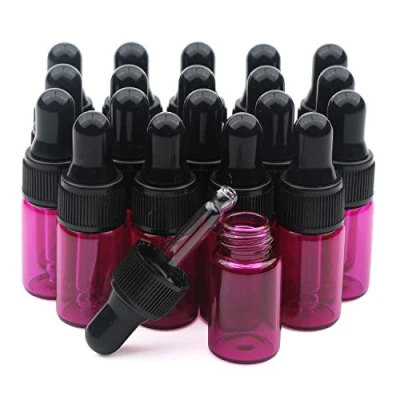 Image of Unxuey 3ml Rose Red Glass Essential Oil Dropper Bottles with Clear Pipettes Eye Drops Vials Black Screw Cap Perfume Beauty Fragrance Cosmetic 20 Pack