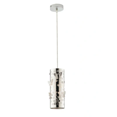 Image of BUTTERFLY Slim Pendant Ceiling Light Chrome 10x27cm
