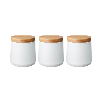 Image of Denby Set Of 3 White Storage Canisters