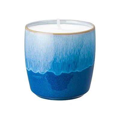 Image of Denby Blue Haze Ceramic Candle Hand Poured Wax 40 Hour Burn Time
