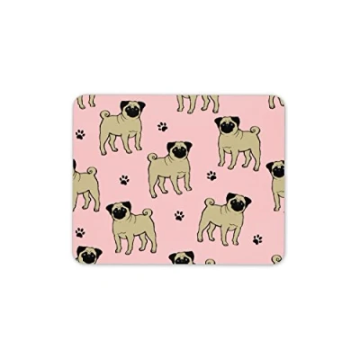 Image of Destination Vinyl Ltd Cute Tan Pug Mouse Mat Pad Pink Paw Prints Mum Sister Gift PC Computer #8612