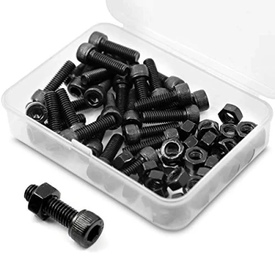 Image of M6 1.0 x 10mm 40PCS Socket Head Cap Screws Bolts and Nuts Set 12.9 Grade Alloy Steel Allen Drive