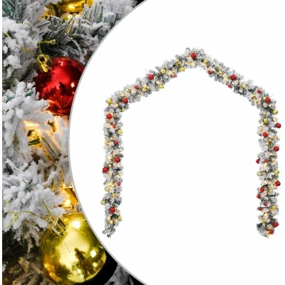 Image of vidaXL Christmas Garland with Baubles and LED Lights Green 20 m PVC