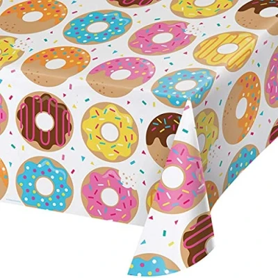 Image of Creative Converting Donuts Plastic Tablecover 54&quot; x 102&quot; 1ct
