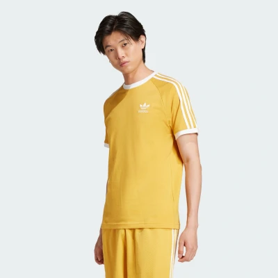 Image of adidas Originals Adicolor Classics 3STRIPES Print Tshirt, Men&#039;s, Size: XS, Preloved yellow