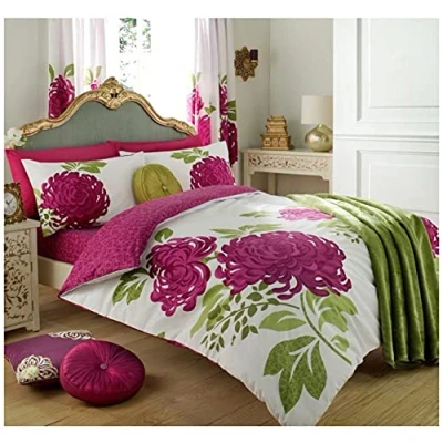 Image of Gaveno Cavailia Luxury KEW Bed Set with Duvet Cover and Pillow Case, Polyester Cotton, White/Fuchsia, King
