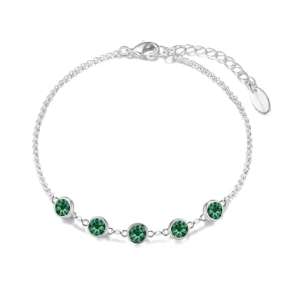 Image of Philip Jones Green Crystal Chain Bracelet Created with Zircondia® Crystals