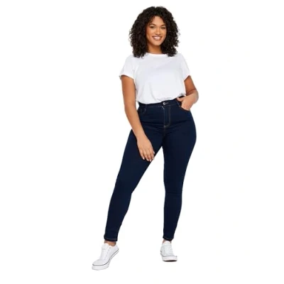 Image of EVANS Curve Fit Blue Denim Skinny Jeans Women&#039;s Plus Size