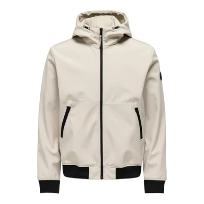 Image of ONLY &amp; SONS Men&#039;s Onsbowie Softshell Bomber Otw jacket, Silver Lining, L