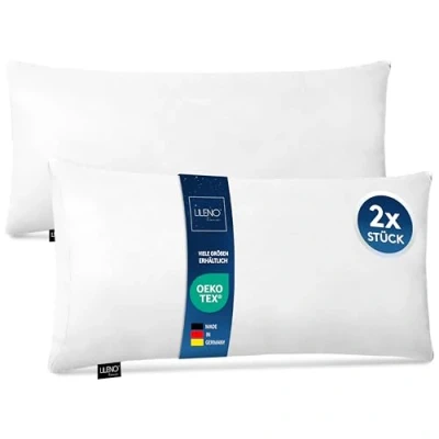 Image of LILENO HOME Microfibre Cushion 40 x 80 cm Premium (450 g Filling) [Set of 2] Washable up to 95 Degrees with Zip Pillow as Filling for Bed Decorative Sofa