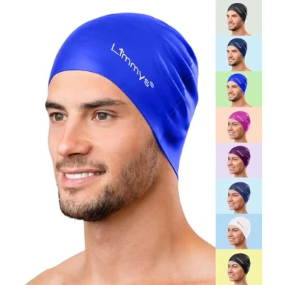 Image of Limmys Women’s Swimming Cap 100% Silicone Ladies Swim Caps Premium Quality, Stretchable and Comfortable Hats Available in Different Attractive Colours (Blue)