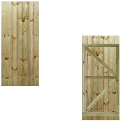Image of Bespoke Custom Made to Measure UPTO HEIGHT: 6ft (180cm High) Tongue &amp; Groove Fully Framed Flat Top Pathway Garden Pedestrian Gate [Width Between 60CM 75CM Hinge Pack Option Removed