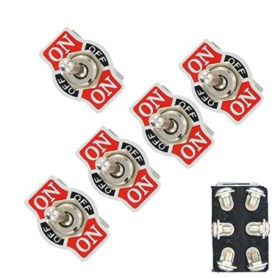 Image of Mintice™ 5 X Heavy Duty 20A 125V 15A 250V DPDT 6 Terminal Pin ON/OFF/ON Rocker Toggle Switch Metal