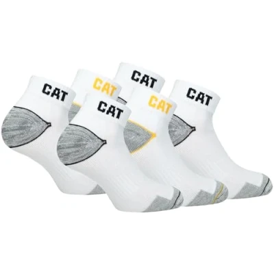 Image of Caterpillar 6 Pairs Men&#039;s Work Sneakers Reinforced Heel and Toe Excellent Quality Cotton Sponge (6 9, White)