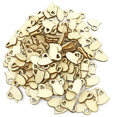 Image of 15mm Double Love Hearts Wooden Shabby Chic Craft Scrapbook Vintage Confetti (100)