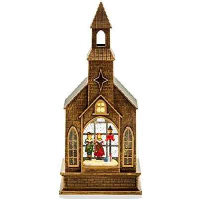 Image of Premier 31cm Tall Church Carol Singers Water Spinner with Warm White LEDs Dual Power &amp; Timer