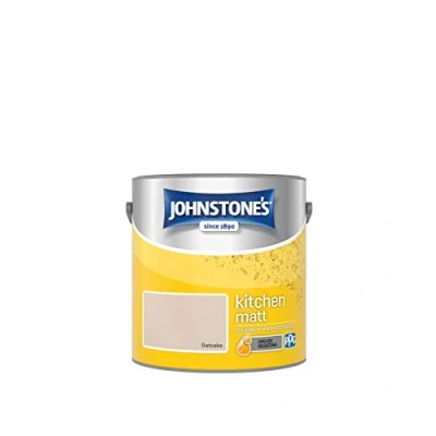 Image of Johnstone&#039;s Kitchen Paint Oatcake Matt Finish Grease &amp; Stain Resistant Suitable for Walls Ceilings Highly Durable Low Odour 12m2 Coverage per Litre 2.5L