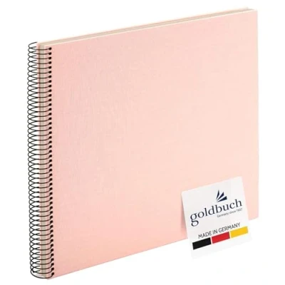 Image of goldbuch Bella Vista, Linen Memory, Spiral Bound, 40 Pages, Book for Gluing, Photo Album, Paper, Rose (White Sides), 35x30 cm