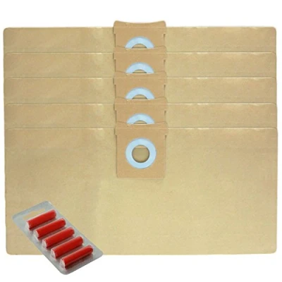 Image of SPARES2GO Strong Dust Bags for Titan 16L 20L 30L 40L Vacuum Cleaners (Pack of 5 + Fresheners)