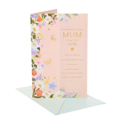 Image of UK Greetings RHS Mother&#039;s Day Card for Mum from Son Floral Design