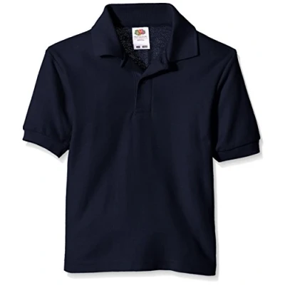 Image of FRUIT OF THE LOOM Unisex Baby Pique Polo Shirt, Deep Navy, 9 11 Years UK