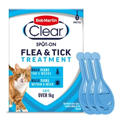 Image of Bob Martin Clear Spot On Flea Treatment for Cats &amp; Kittens Kills Fleas Ticks (3 Pipettes)