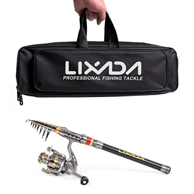 Image of Lixada Fishing Rod Reel Combo Kit with Carbon Fiber Pole + Spinning Tackle Carrier Bag Case Gear Set