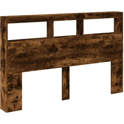 Image of vidaXL Headboard Cabinet with LED Smoked Oak 160x17x102 cm