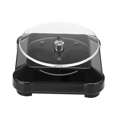 Image of Salmue Solar Powered Rotating stand, Showcase 360 Degrees Turntable Watch Phone Jewelry Organizer Display Stand Mount Holder, Collectible (Black)