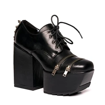 Image of LAMODA Excuses Platform Heels, UK 6 Black Pu