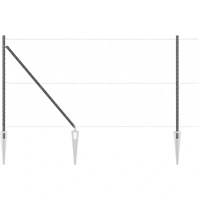 Image of vidaXL Fence Posts with Spike 52 pcs Ø32 mm 140 cm Galvanised Steel