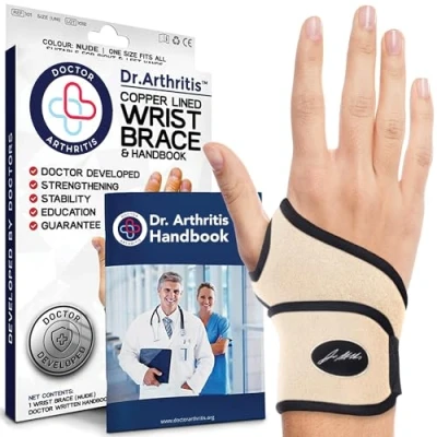 Image of Doctor Developed Premium Nude Wrist Support/Wrist Strap/Wrist Brace/Hand Support [Single] &amp; Written Handbook— Relief for Injuries, Joint Disease, Sprains More (Nude)