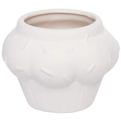 Image of Baker Ross Cupcake Ceramic Flowerpots Box of 3, Cute Planters for Kids to Paint and Decorate (FC364)