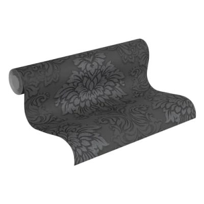 Image of Livingwalls Baroque Wallpaper Metropolitan Stories Non Woven Lizzy London 10.05 m x 0.53 Black Silver Grey Made in Germany 368984 36898 4