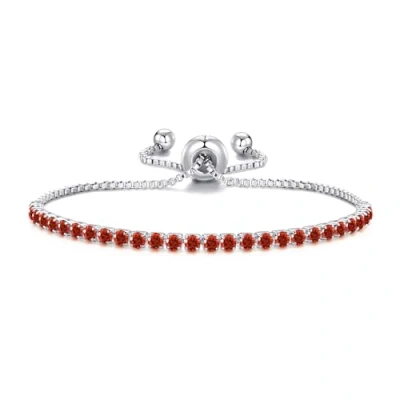 Image of Philip Jones Red Tennis Friendship Bracelet Created with Zircondia® Crystals