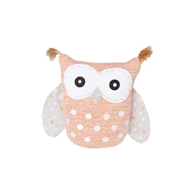Image of HEITMANN DECO Door Stop Owl Window Stopper Animal Made of Fabric Decorative Children&#039;s Room, Living Kitchen Apricot, Natural