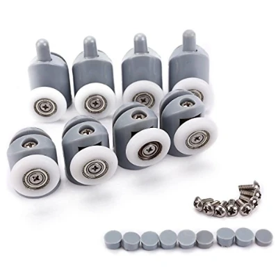 Image of Shower Door Rollers, Lance Home Set of 8 Single Runners/Wheels/Pulleys/Guides 27mm Diameter Bathroom DIY Replacement Parts(4 Upper Rollers and 4 Bottom Rollers)