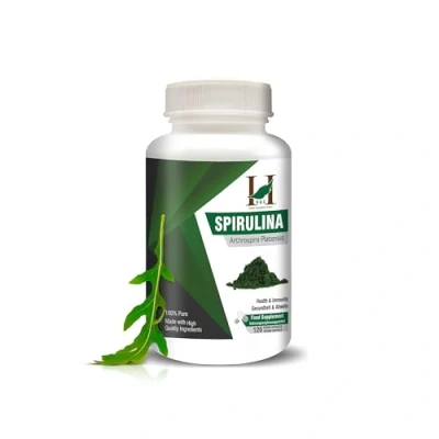 Image of H&amp;C Spirulina Capsules 900mg per Serving, 120 Vegan Nutrition Rich Super Food Supplement