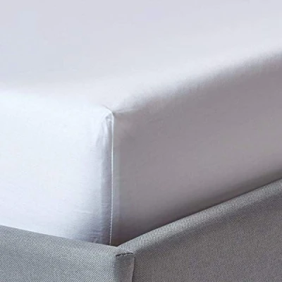 Image of HOMESCAPES Organic Cotton White Extra Deep Fitted Sheet (18) Super King Size 400TC 600 Thread Count Equivalent Bed with Fully Elasticated Skirt