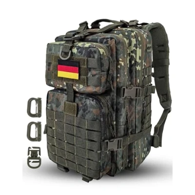Image of Hannibal Tactical MOLLE Assault Backpack, Backpack Military Army Camping Rucksack, 3 Day Pack, Flecktarn, 40L US