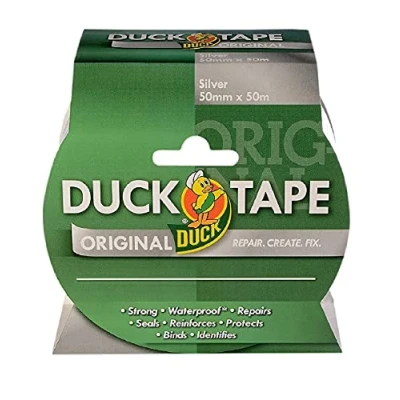 Image of Duck tape original Black, 50mm x 50m. The high strength waterproof gaffer and duct adhesive cloth repair